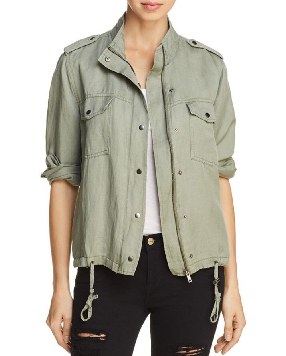 RAILS Sage Green Collins Military Inspired Jacket Transitional Snap Up Cargo M